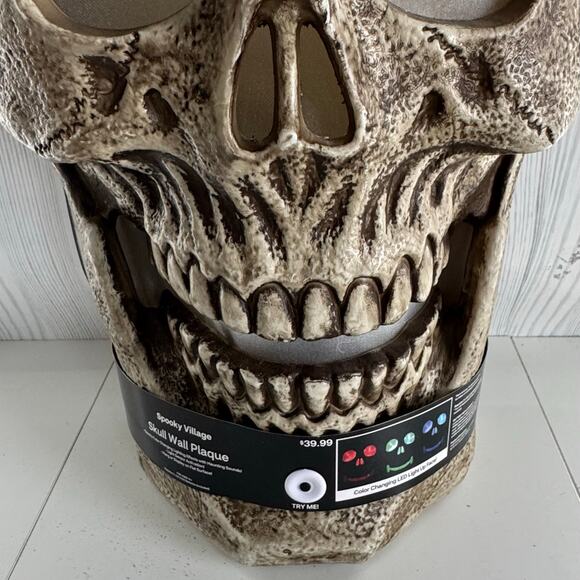 Discontinued Halloween Decoration Scary Jack O Lantern Skull Face Sounds 24x 10 - Picture 6 of 8